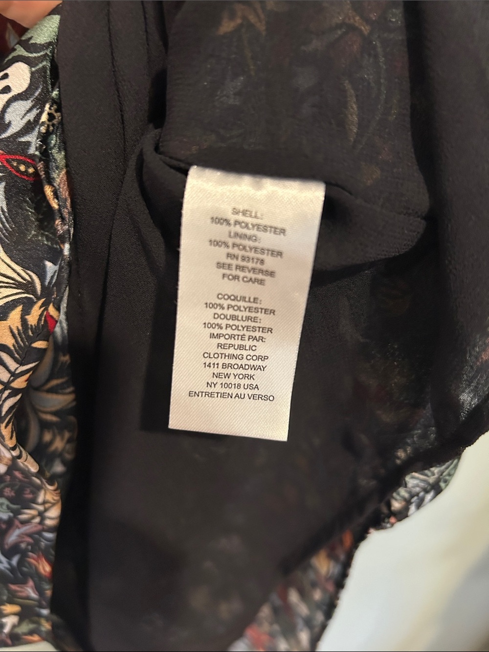 T Tahari Floral Spaghetti Strap Camisole - Black Multicolor Gothic Botanical - Picture 5 of 6